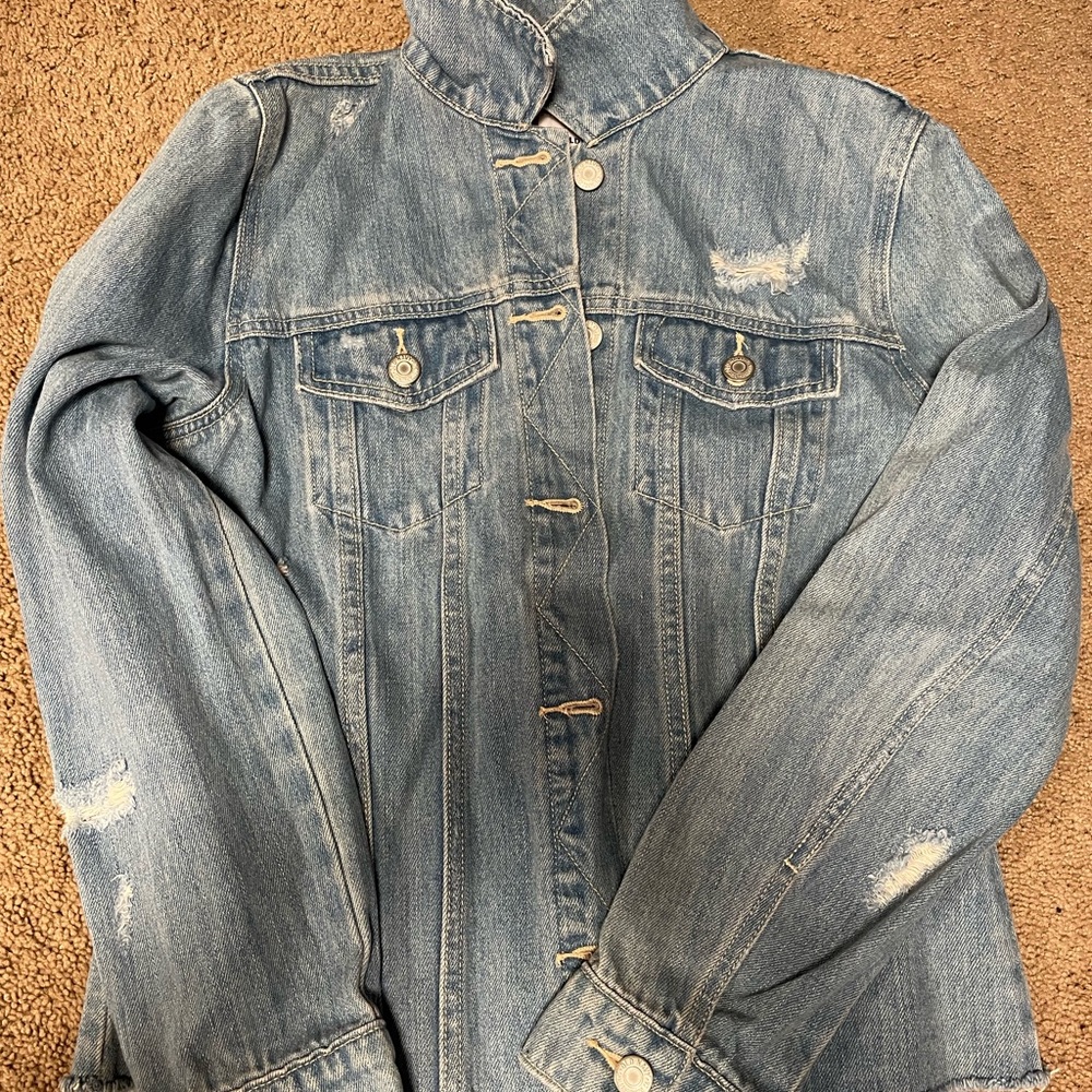 Distressed jean jacket